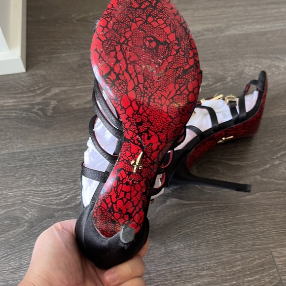 CESARE PACIOTTI WOMEN'S RASO+KID BLACK SANDALS - Picture 8 of 12